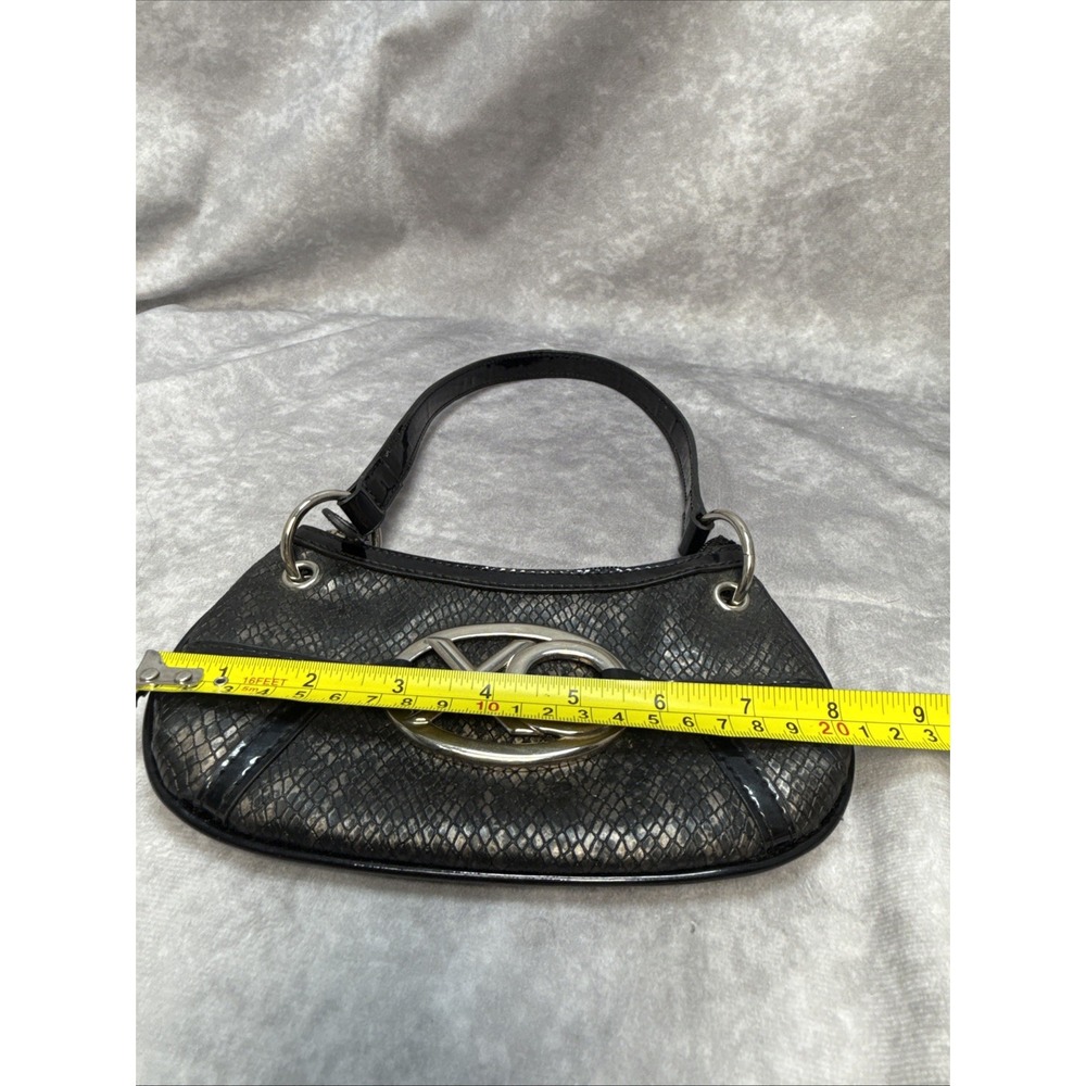 Vintage Y2K XOXO black snakeskin textured mini shoulder bag VGUC - Picture 12 of 13